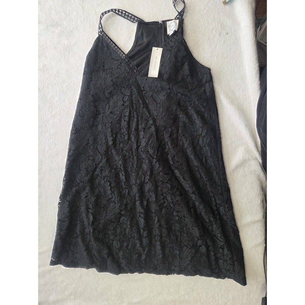 Francesca's NWT Black Lace Mini Dress Small V Neck Cocktail Party A-Line